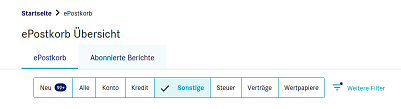 Bild, das die neuen Kategorien des ePostkorbes illustriert