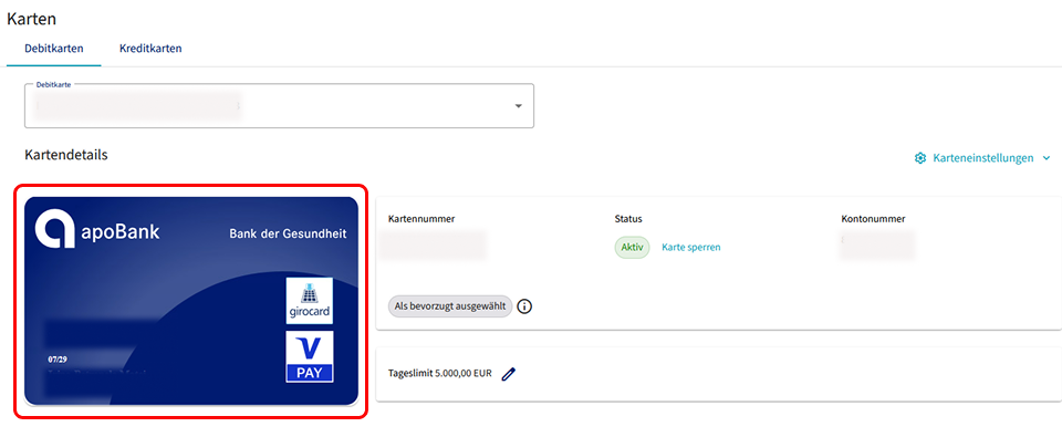 Anzeige der neuen apoBankcard V-Pay Debitkarte Bild von der Anzeige der neuen apoBankcard V-Pay Debitkarte